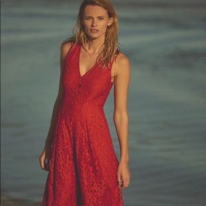 Moulinette Soeurs Jaeda Red Lace Wide Leg Jumpsuit